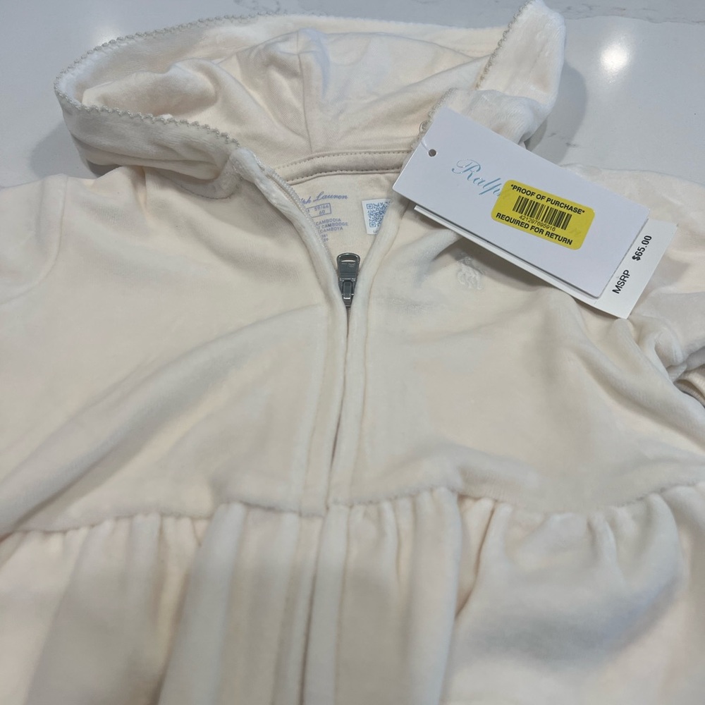 Ralph Lauren Cream Zip-Up Hoodie